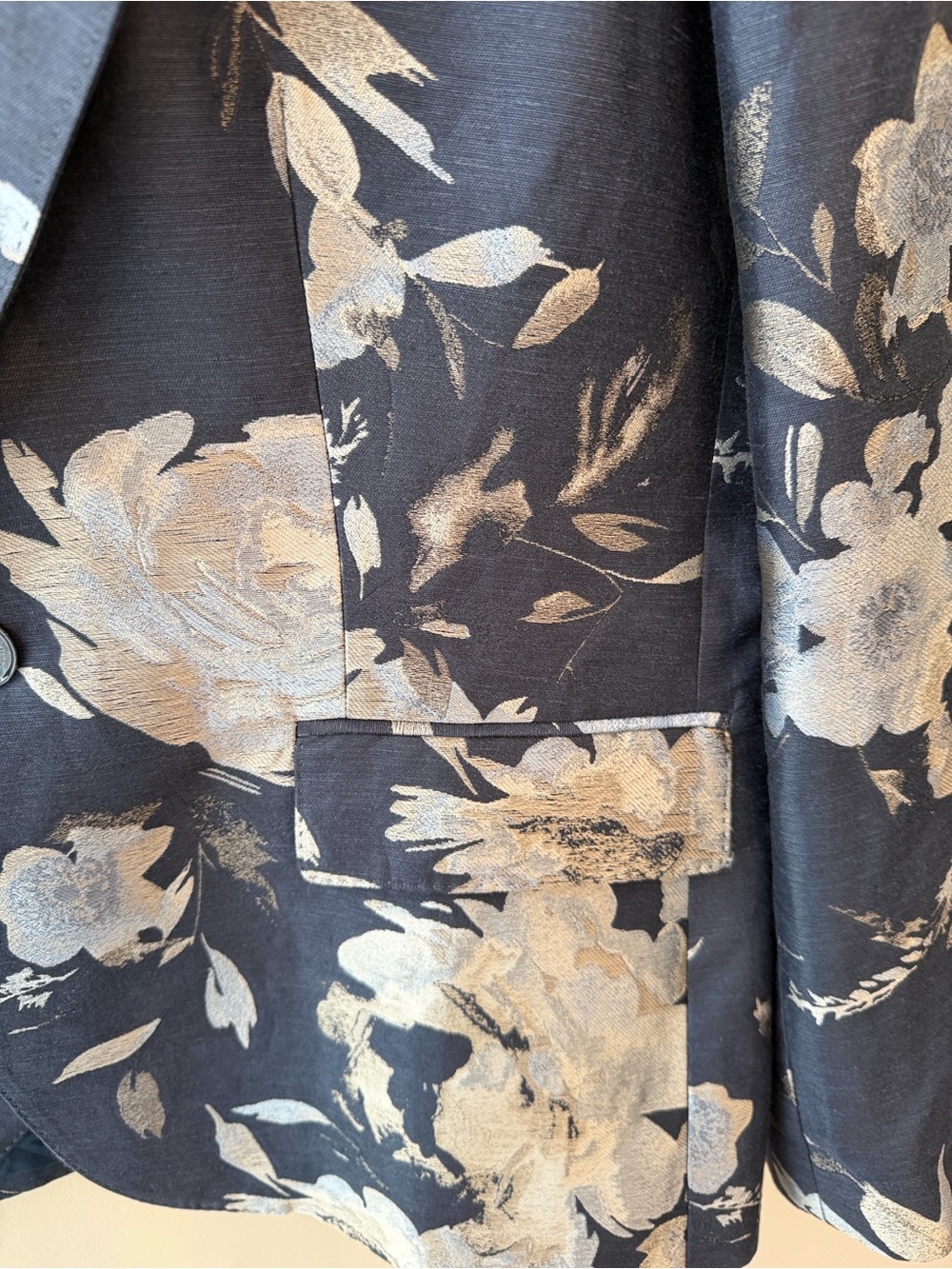 Ralph Lauren Collection Parker Floral Jacquard Jacket Navy Silver Size 16 - Picture 8 of 15